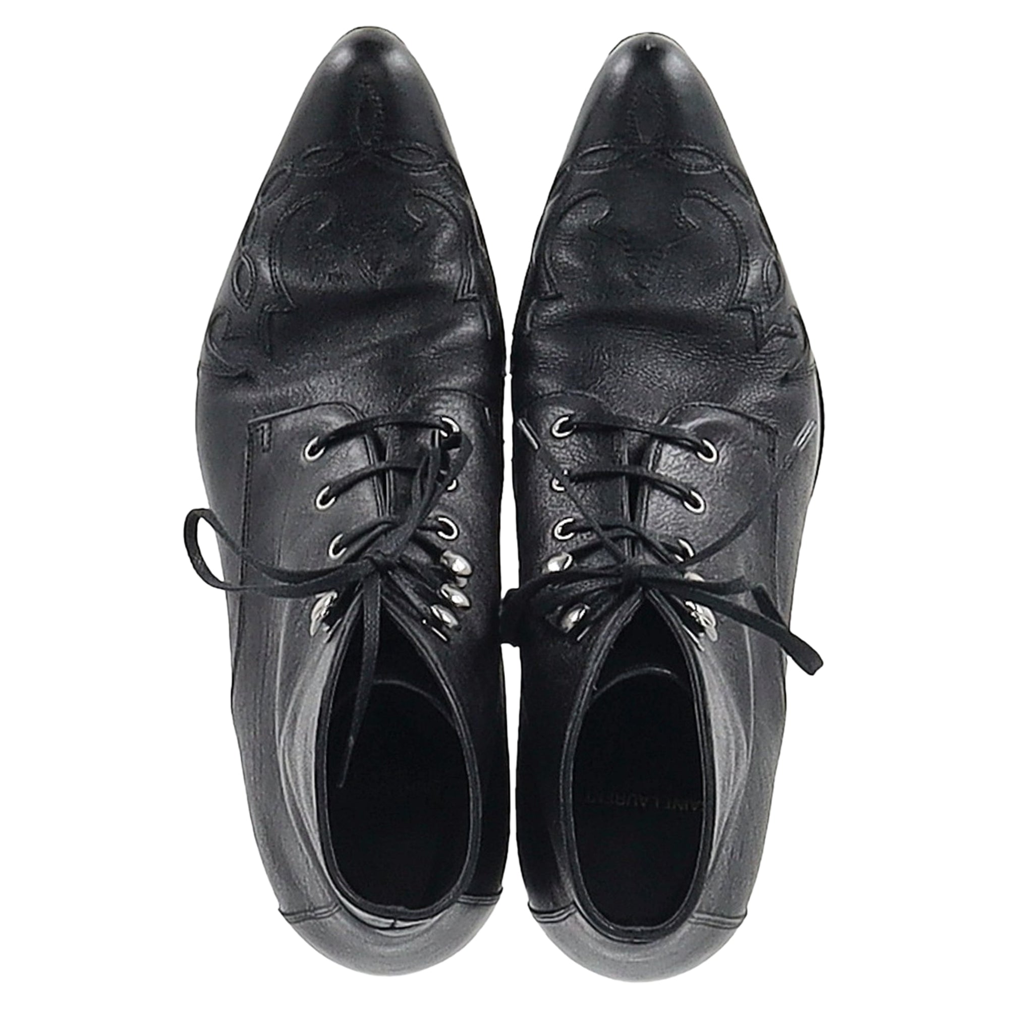 Saint Laurent Western Lace-Up Ankle boots inn Black Leather
