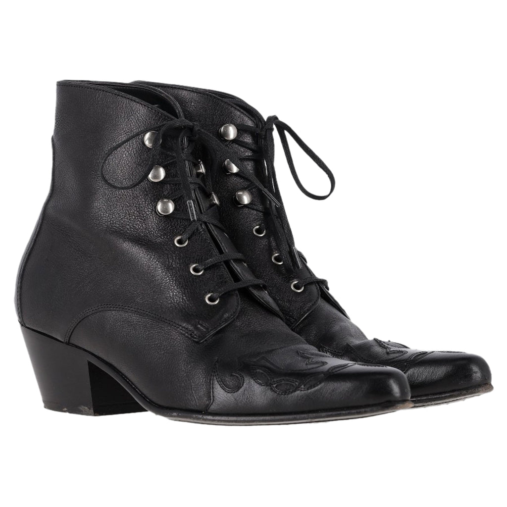 Saint Laurent Western Lace-Up Ankle boots inn Black Leather