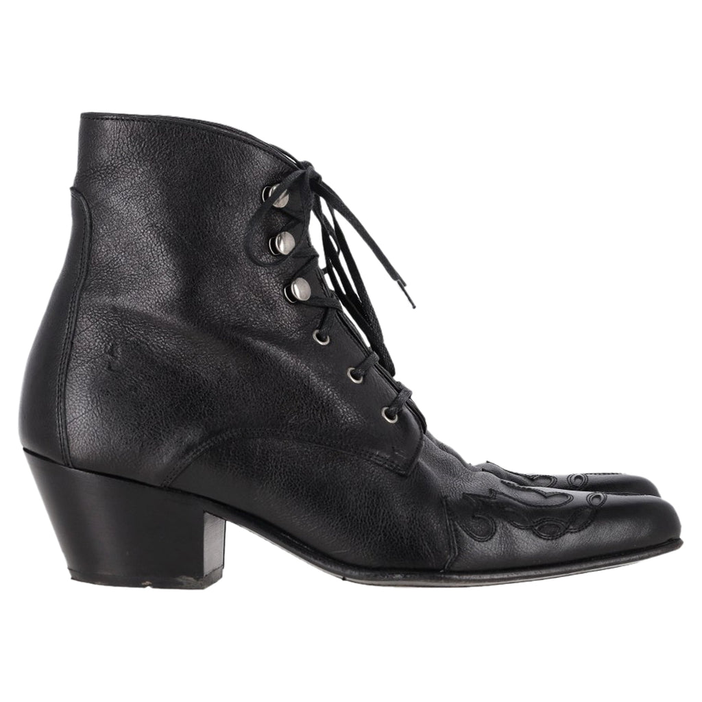 Saint Laurent Western Lace-Up Ankle boots inn Black Leather