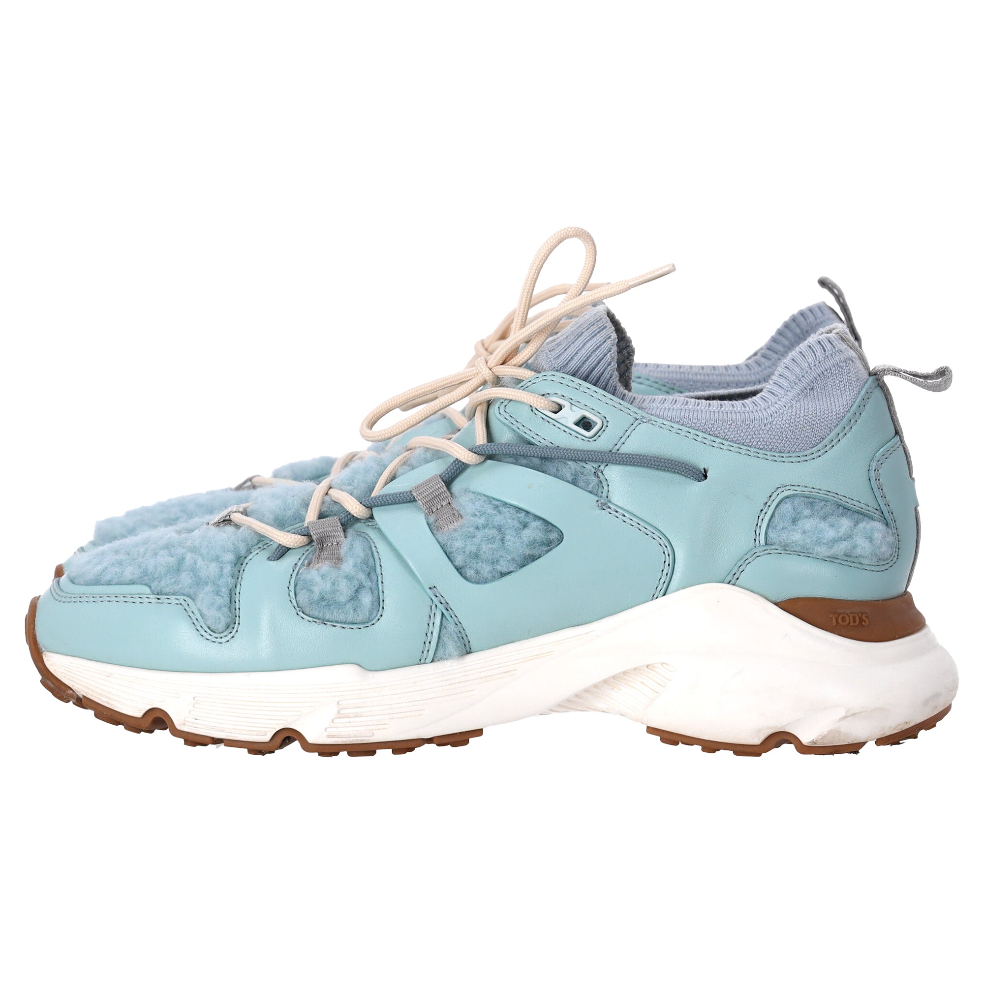 Women's  Tod's Sheared Lace-Up Sneakers in Blue Leather