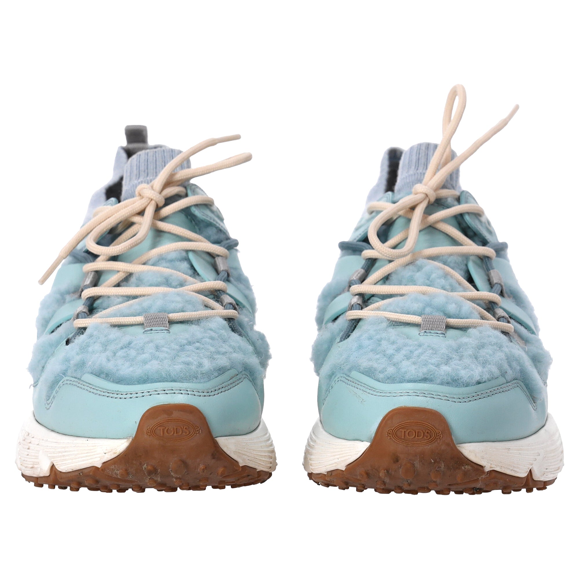 Women's  Tod's Sheared Lace-Up Sneakers in Blue Leather