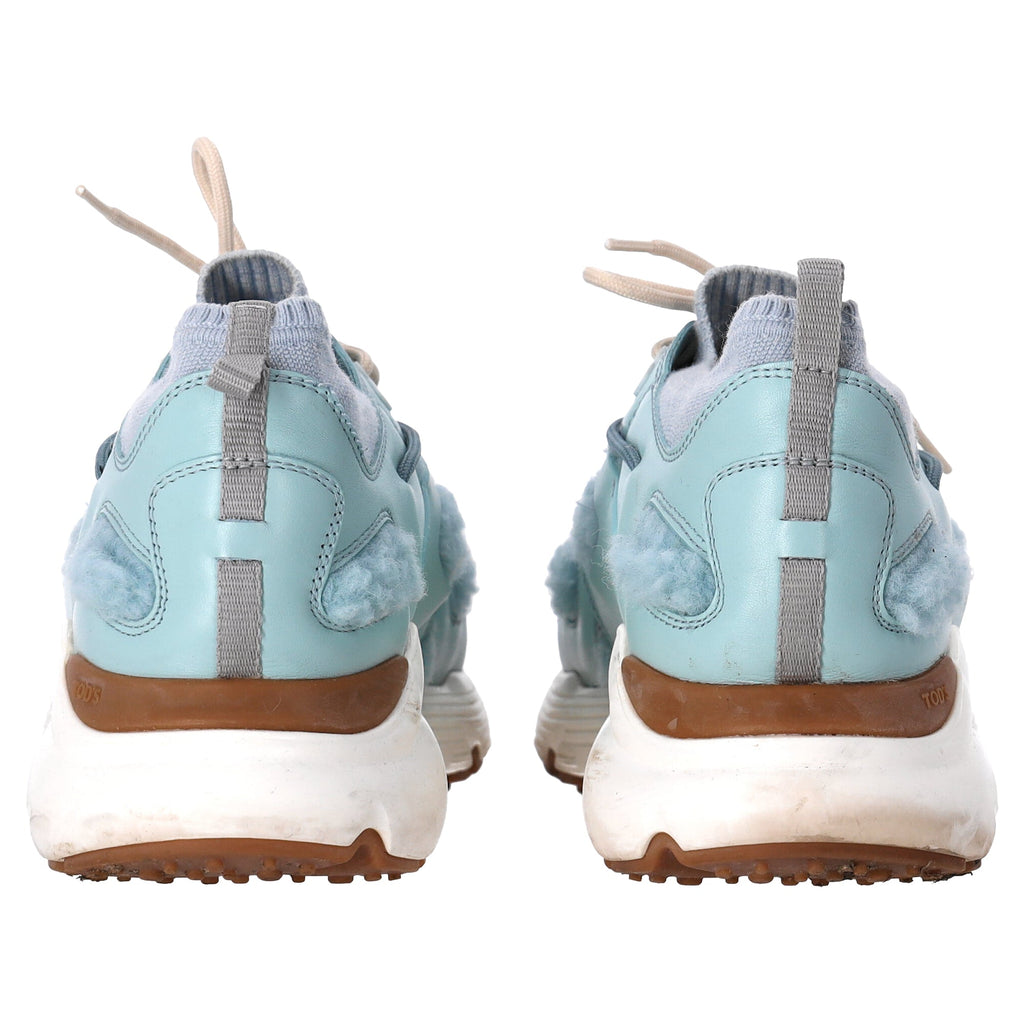 Women's  Tod's Sheared Lace-Up Sneakers in Blue Leather