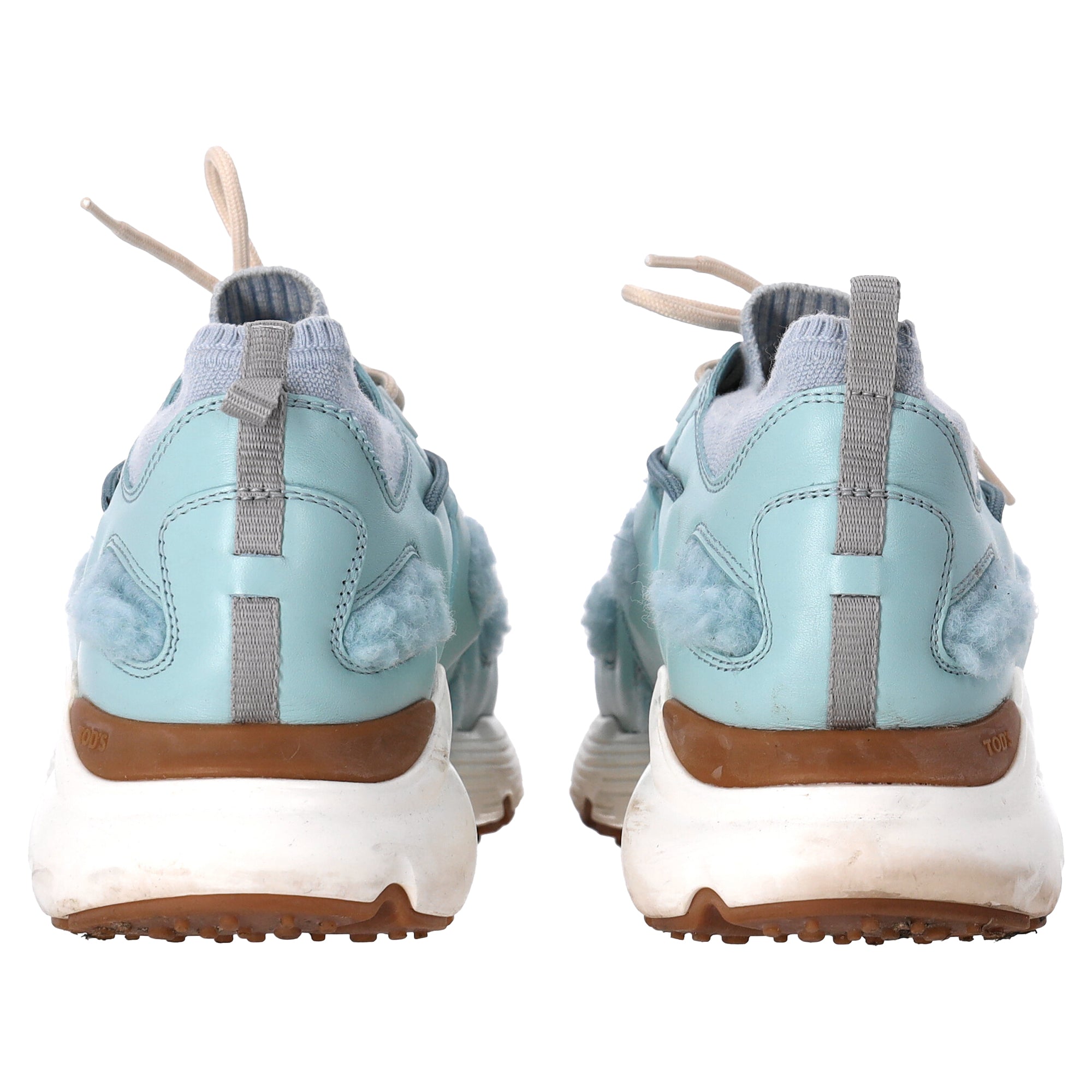 Women's  Tod's Sheared Lace-Up Sneakers in Blue Leather