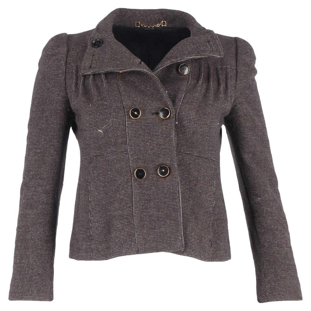 Gucci Textured Double-Breasted Blazer in Brown Wool