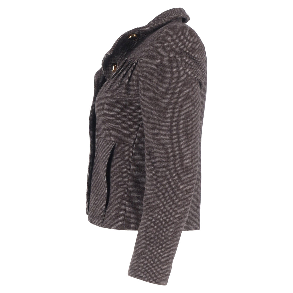 Gucci Textured Double-Breasted Blazer in Brown Wool