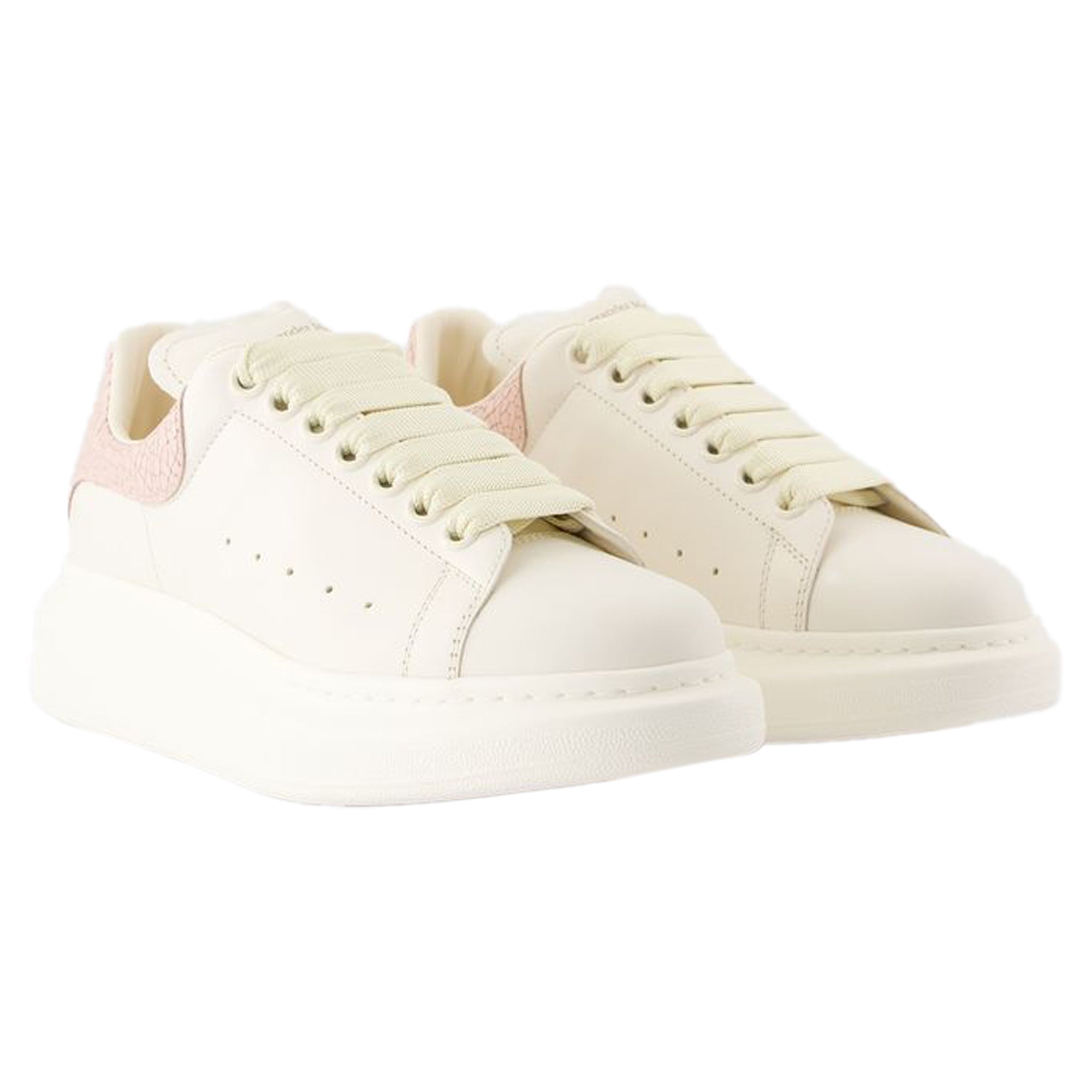 Women's Oversize Sneakers - Alexander McQueen - Leather - White/Pink