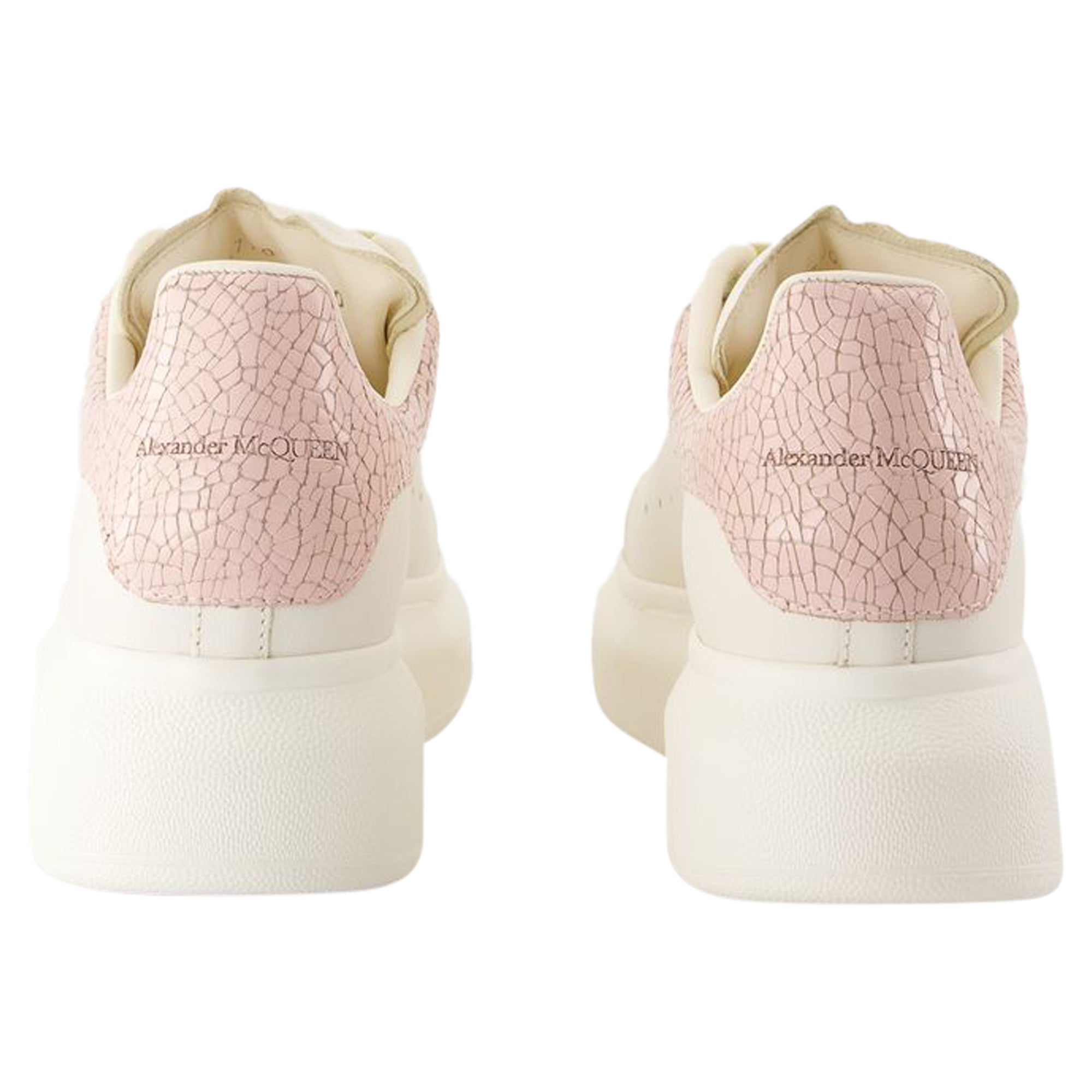 Women's Oversize Sneakers - Alexander McQueen - Leather - White/Pink