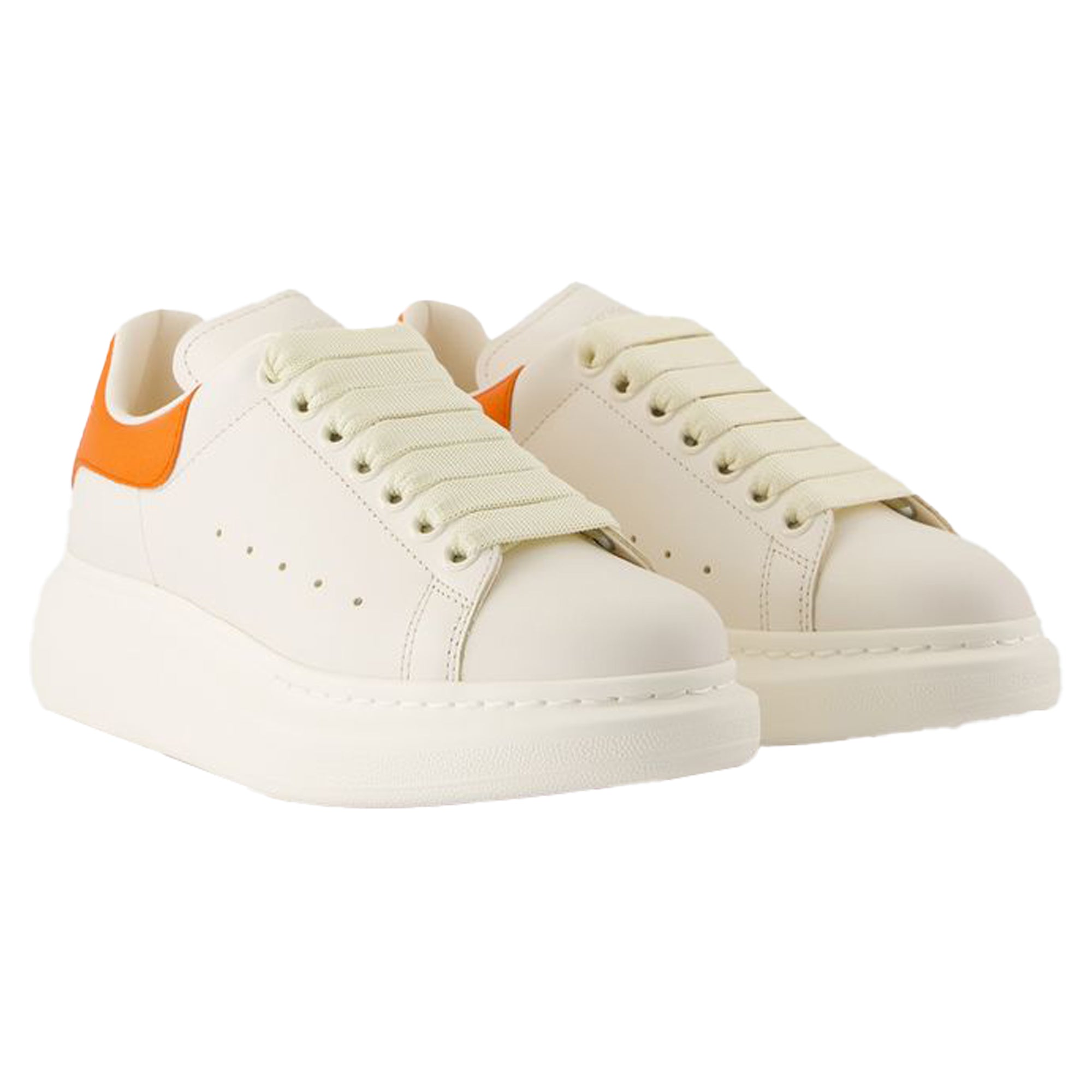 Women's Oversize Sneakers - Alexander McQueen - Leather - White/Orange