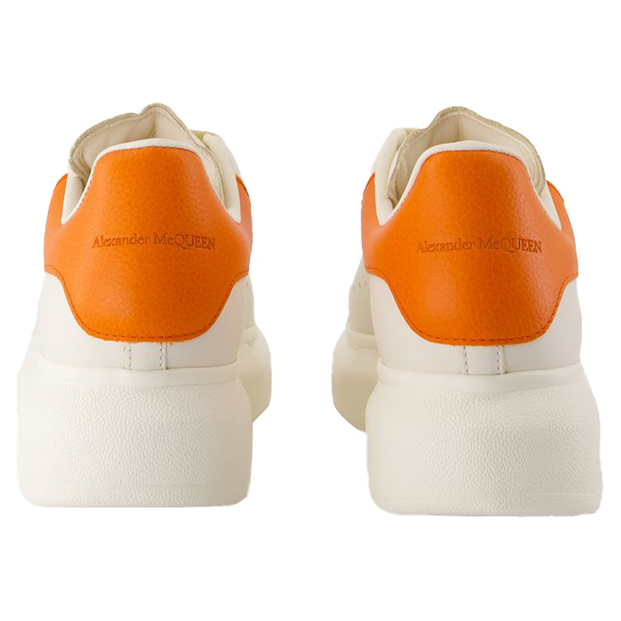 Women's Oversize Sneakers - Alexander McQueen - Leather - White/Orange