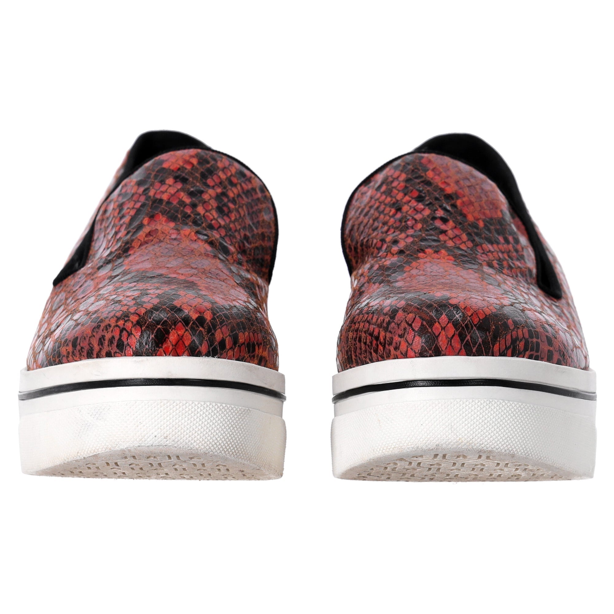 Stella McCartney Faux Python Creeper Platform Loafers in Red Leather