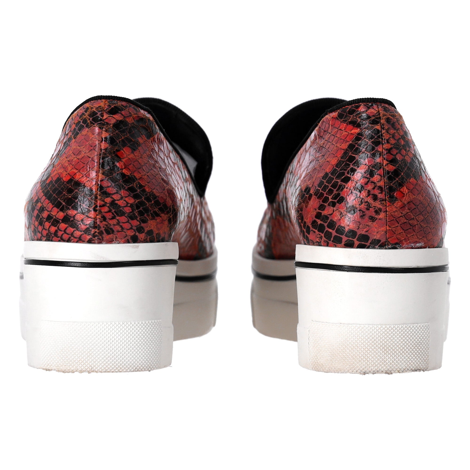 Stella McCartney Faux Python Creeper Platform Loafers in Red Leather