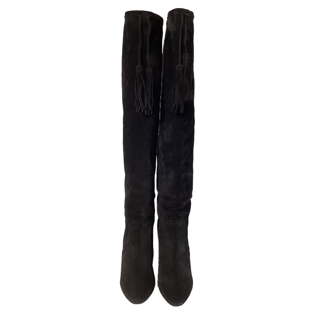 Women's Saint Laurent Meurice 105 Knee Boots in Black Suede