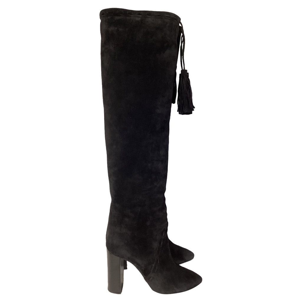 Women's Saint Laurent Meurice 105 Knee Boots in Black Suede