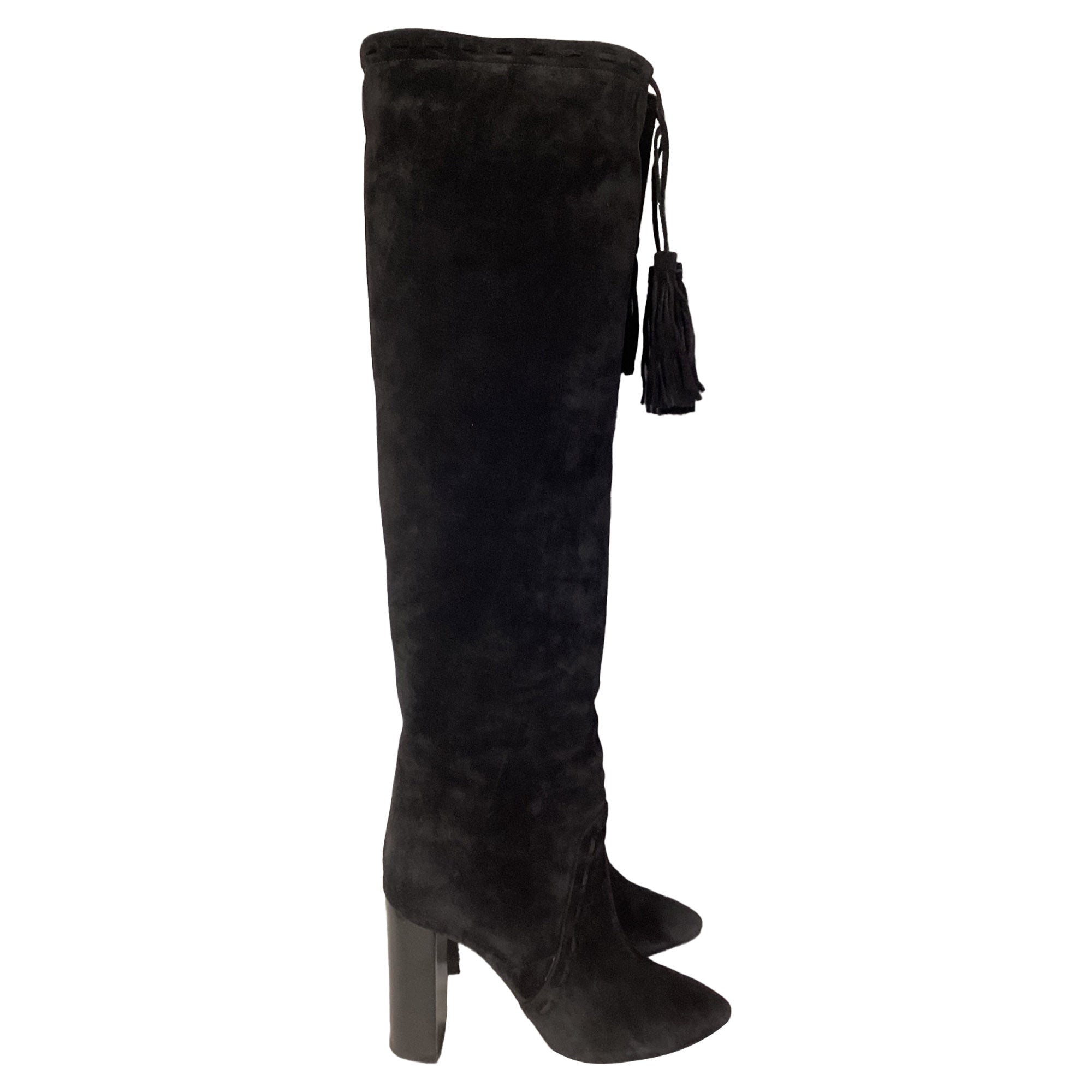 Women's Saint Laurent Meurice 105 Knee Boots in Black Suede
