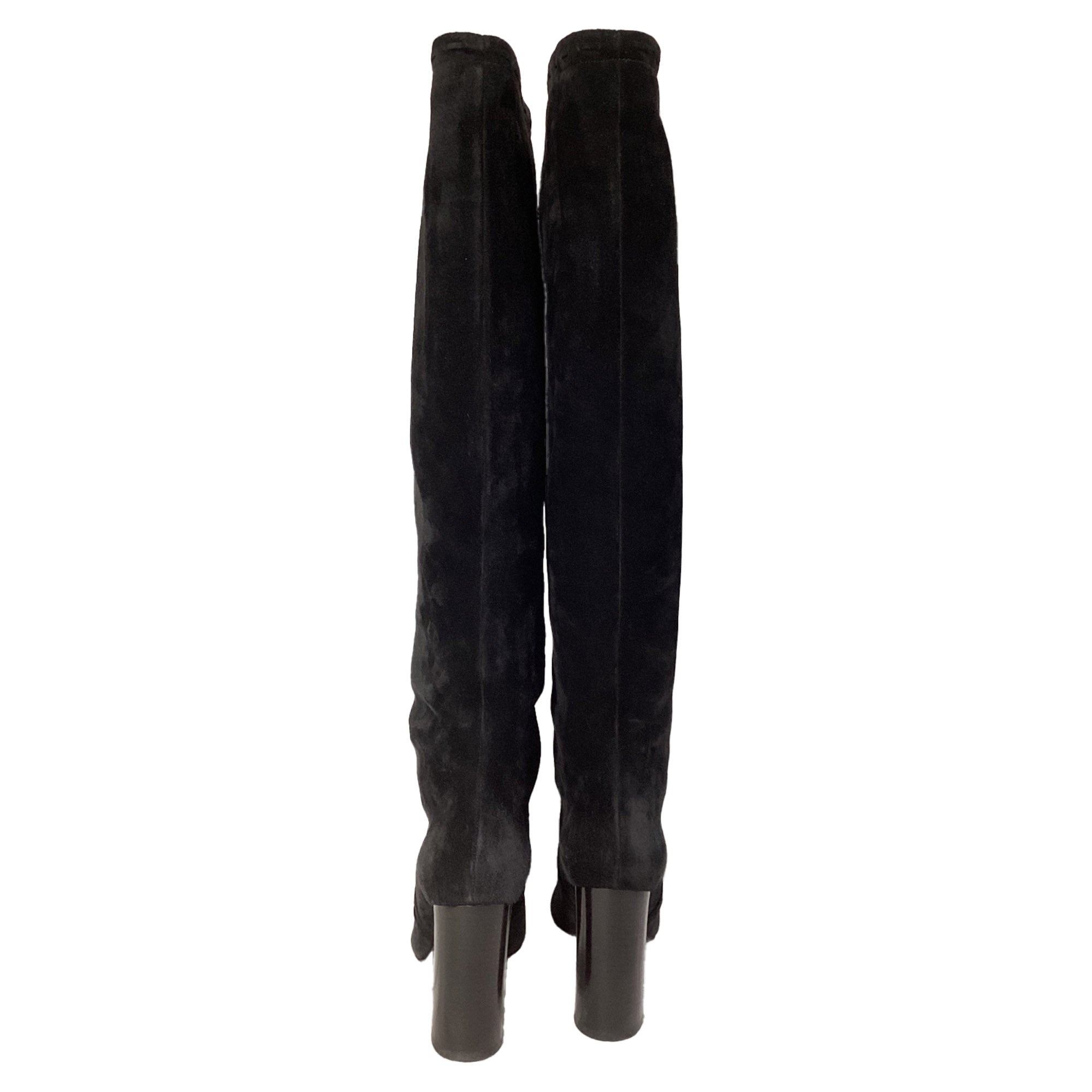 Women's Saint Laurent Meurice 105 Knee Boots in Black Suede