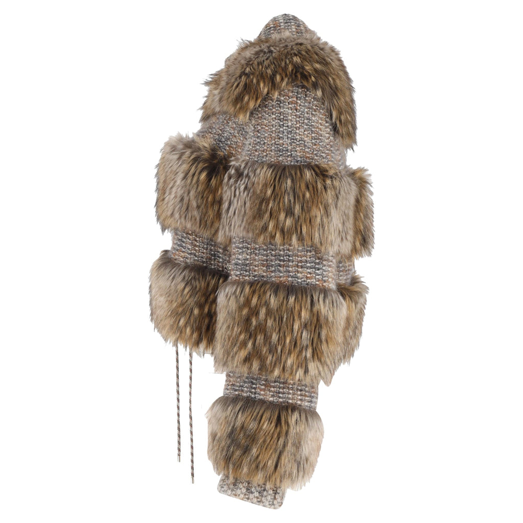 Chanel Tweed and Faux Fur Jacket in Brown Cashmere