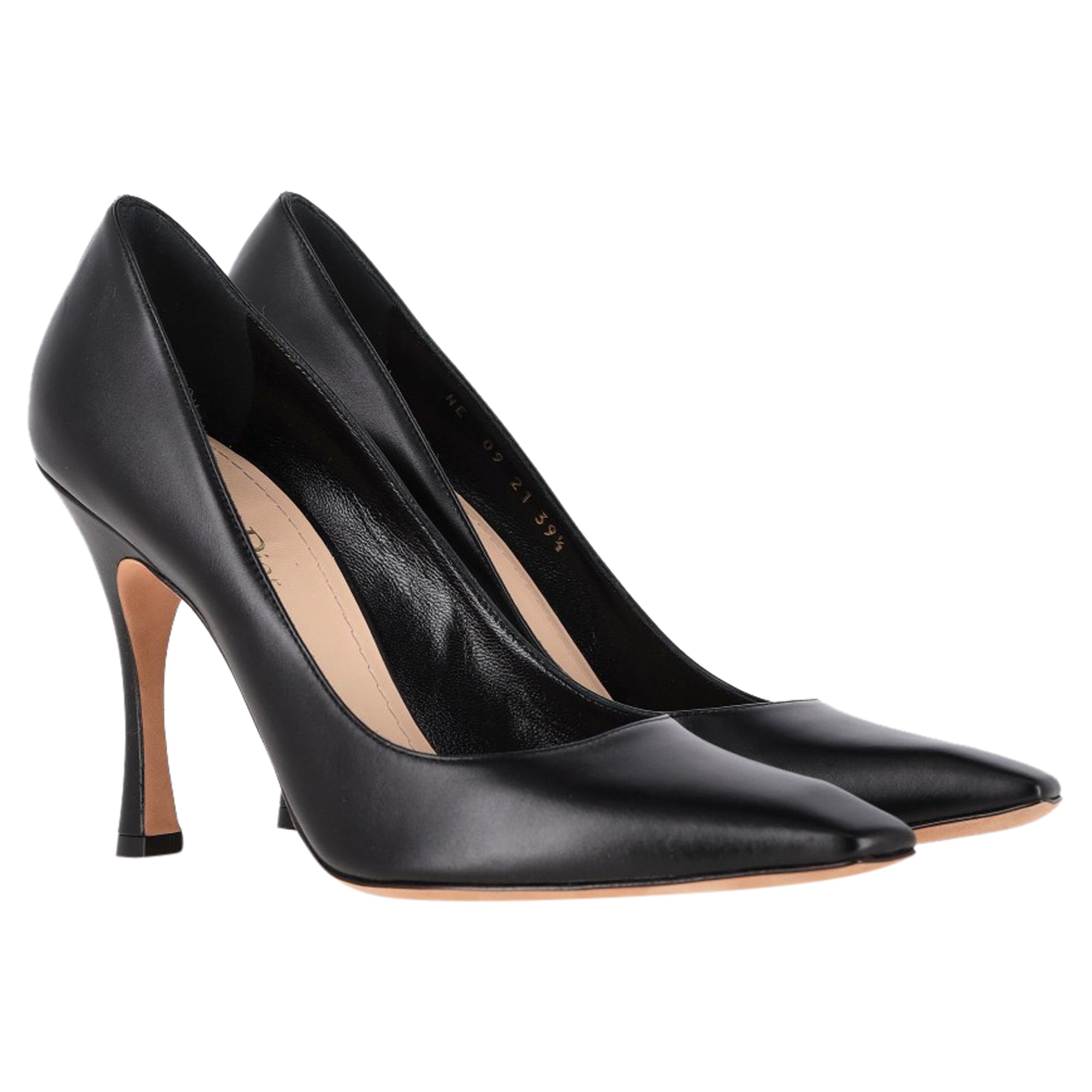 Christian Dior Square-Toe Pumps in Black Leather