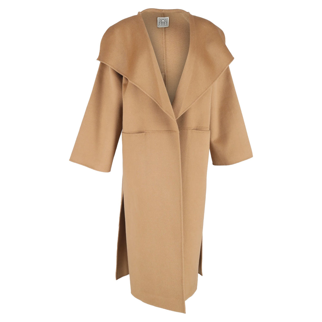 Totême Signature Shawl Coat in Brown Wool