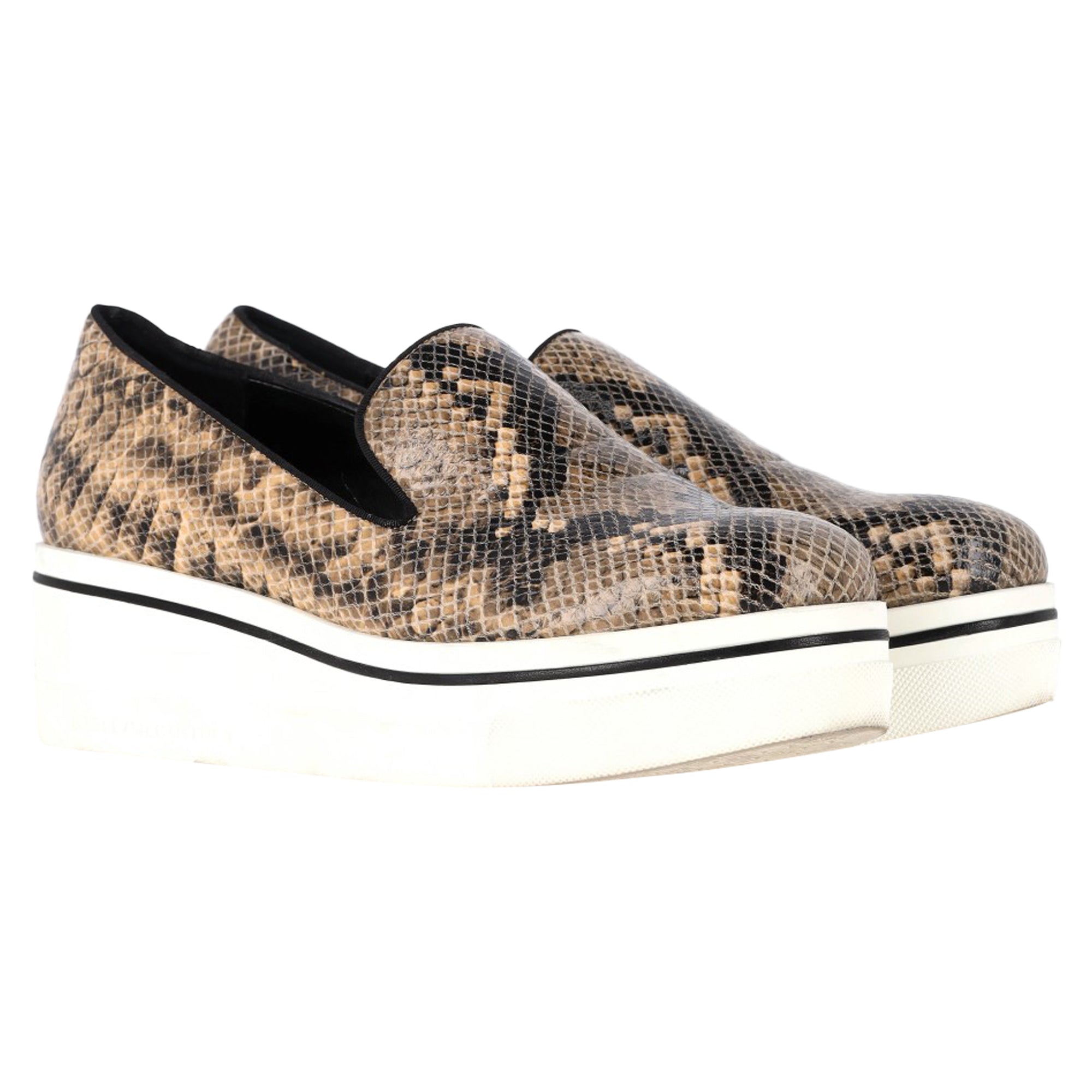 Stella McCartney Faux Python Platform Slip On Sneakers in Animal Print Leather