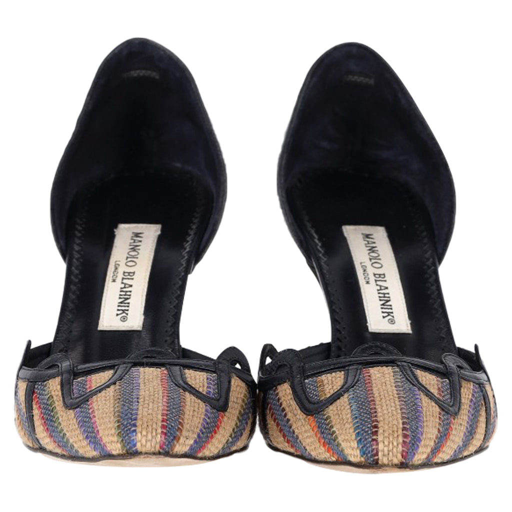 Women's Manolo Blahnik Pointed Pumps in Multicolor Raffia