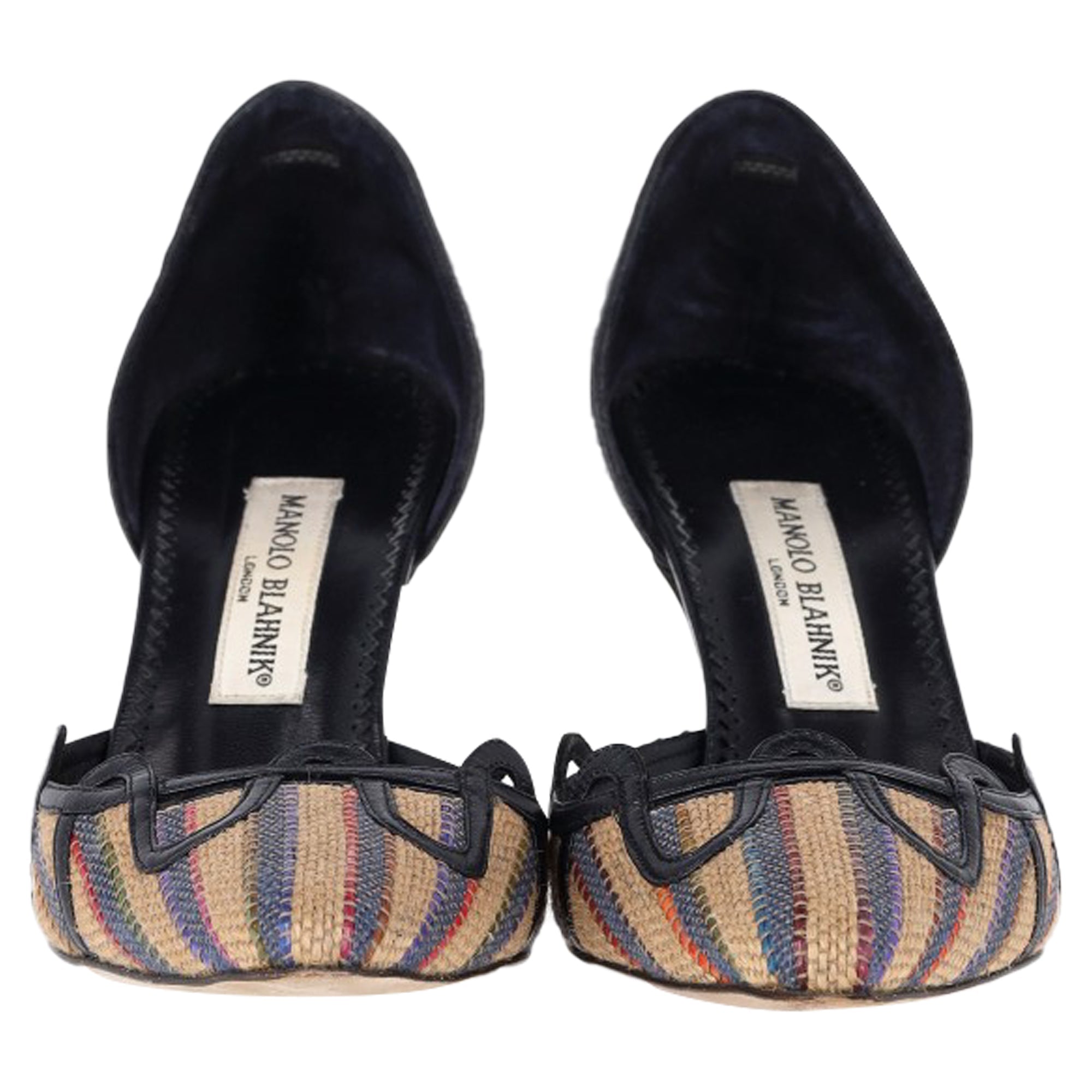 Women's Manolo Blahnik Pointed Pumps in Multicolor Raffia