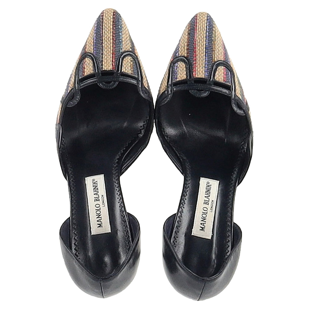 Women's Manolo Blahnik Pointed Pumps in Multicolor Raffia