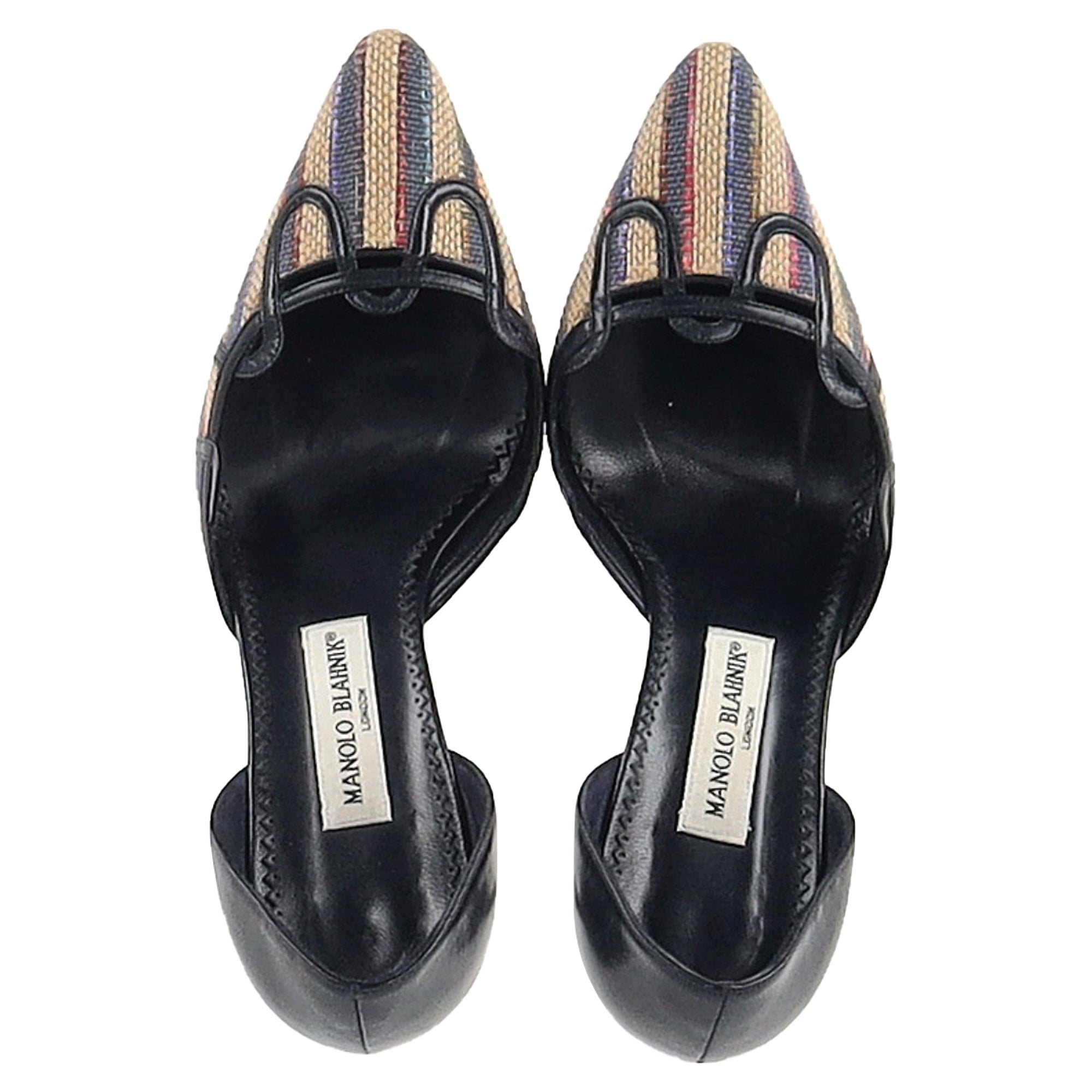 Women's Manolo Blahnik Pointed Pumps in Multicolor Raffia