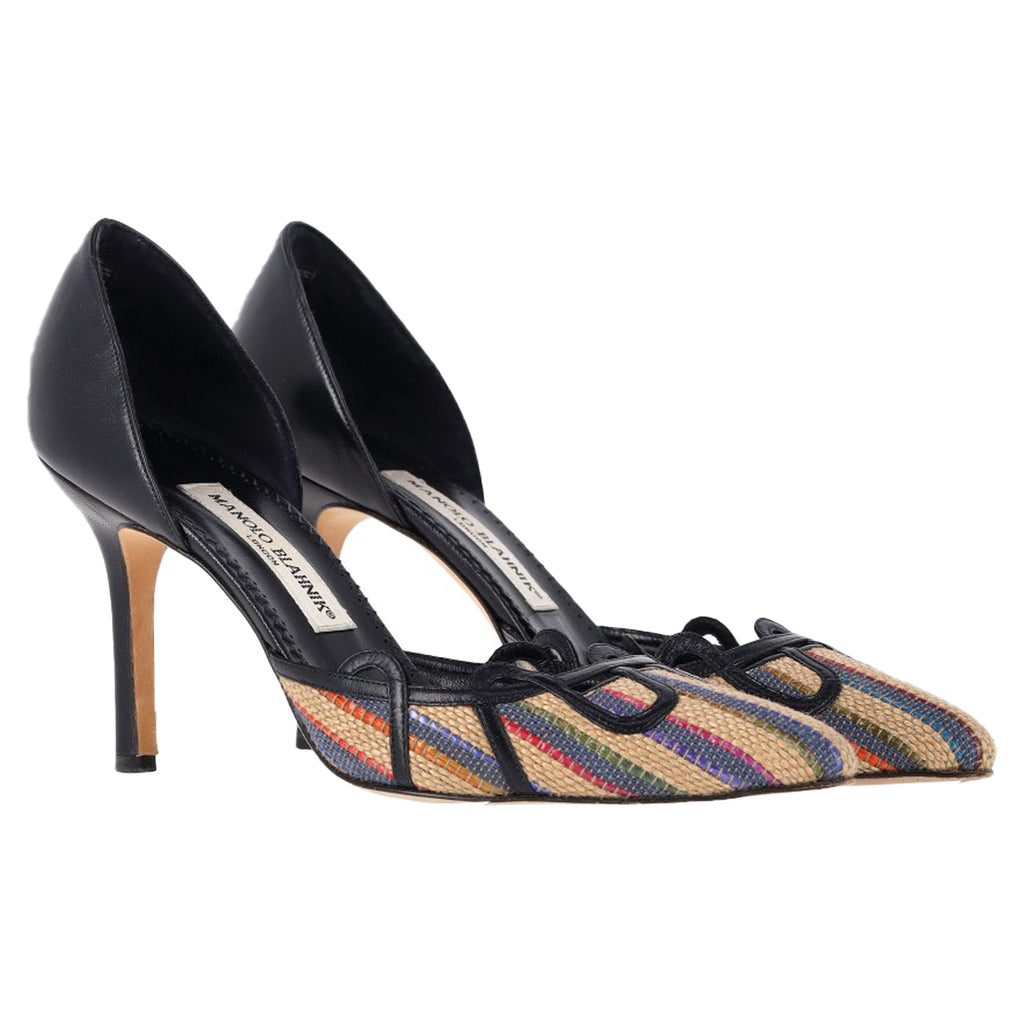 Women's Manolo Blahnik Pointed Pumps in Multicolor Raffia