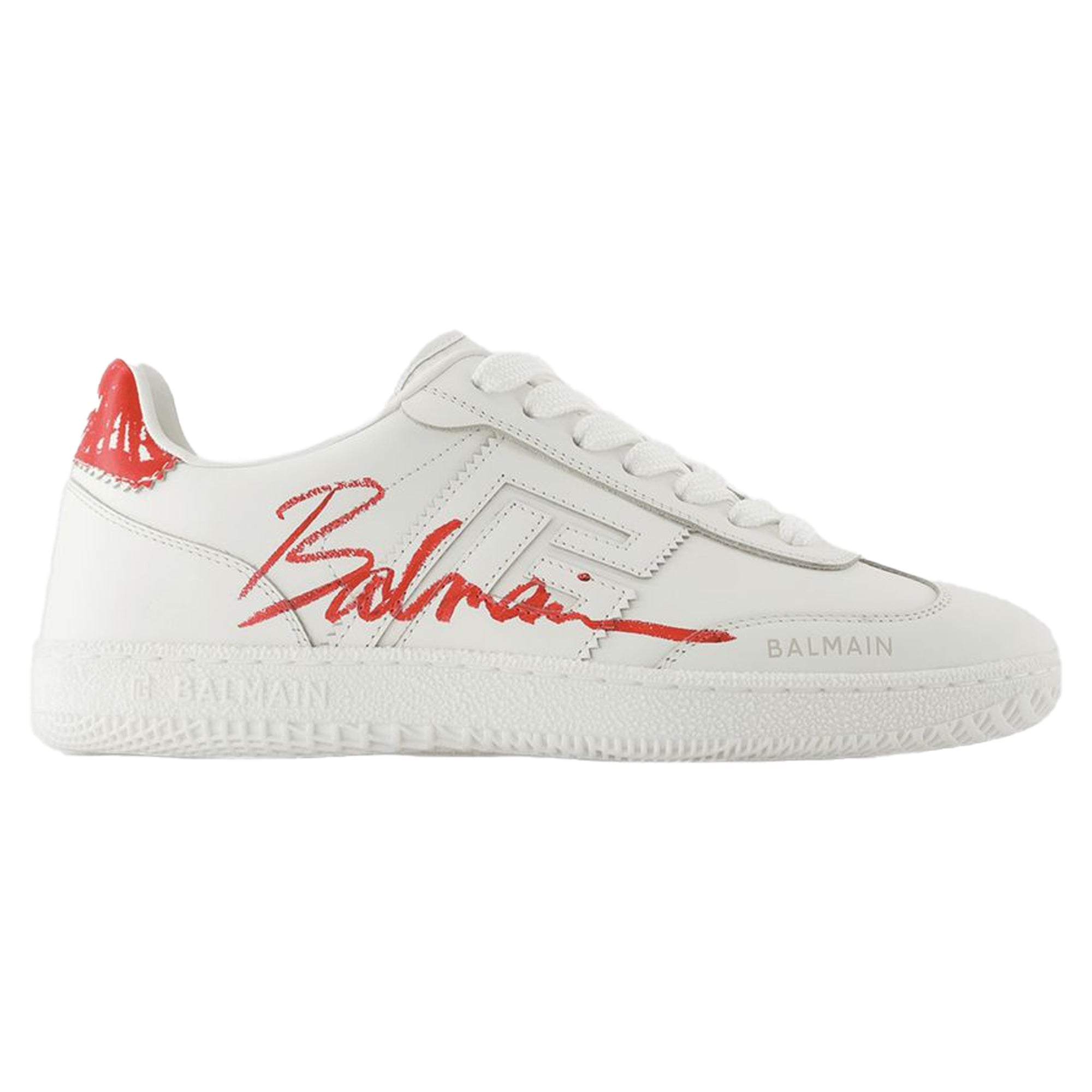 Women's Swan Sneakers - Balmain - Leather - Red/White