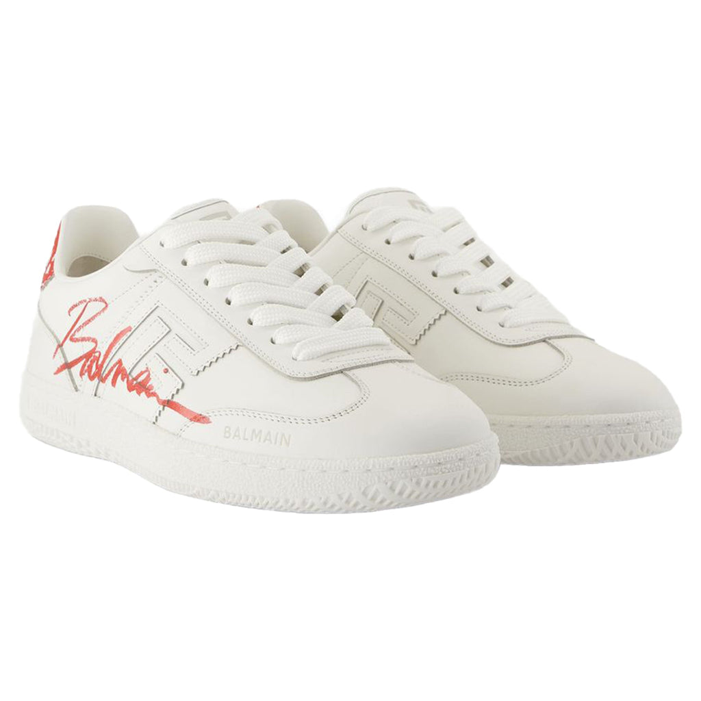 Women's Swan Sneakers - Balmain - Leather - Red/White