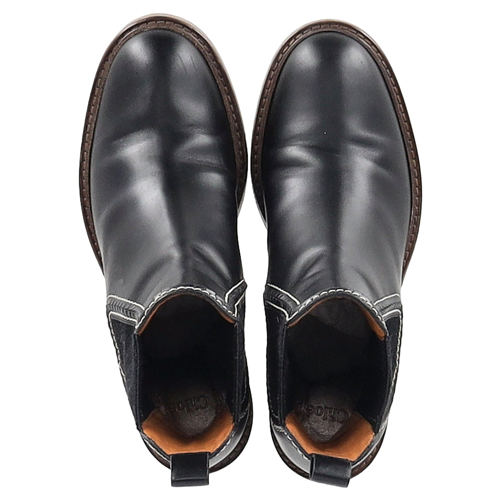 Chloé Mallo Chelsea Boots in Black Calf Leather