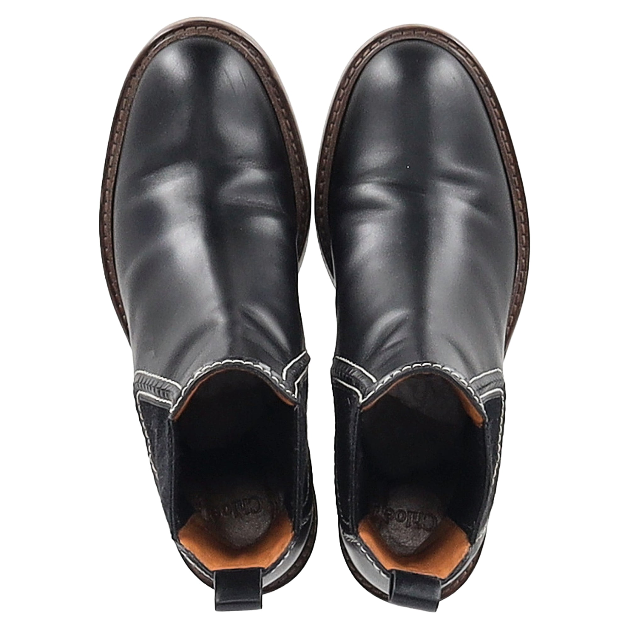 Chloé Mallo Chelsea Boots in Black Calf Leather