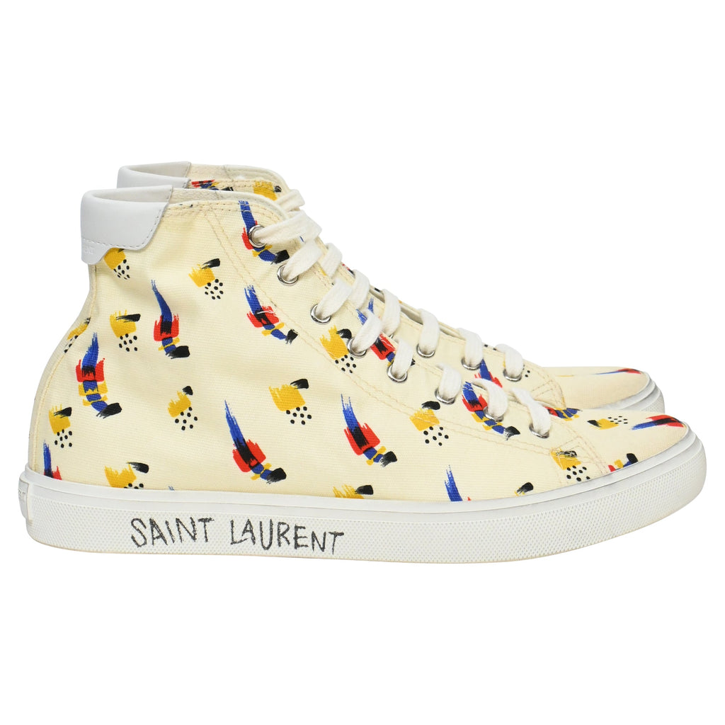 Saint Laurent Malibu Mid Top Sneakers in Multicolor Canvas
