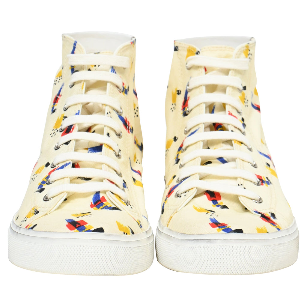 Saint Laurent Malibu Mid Top Sneakers in Multicolor Canvas