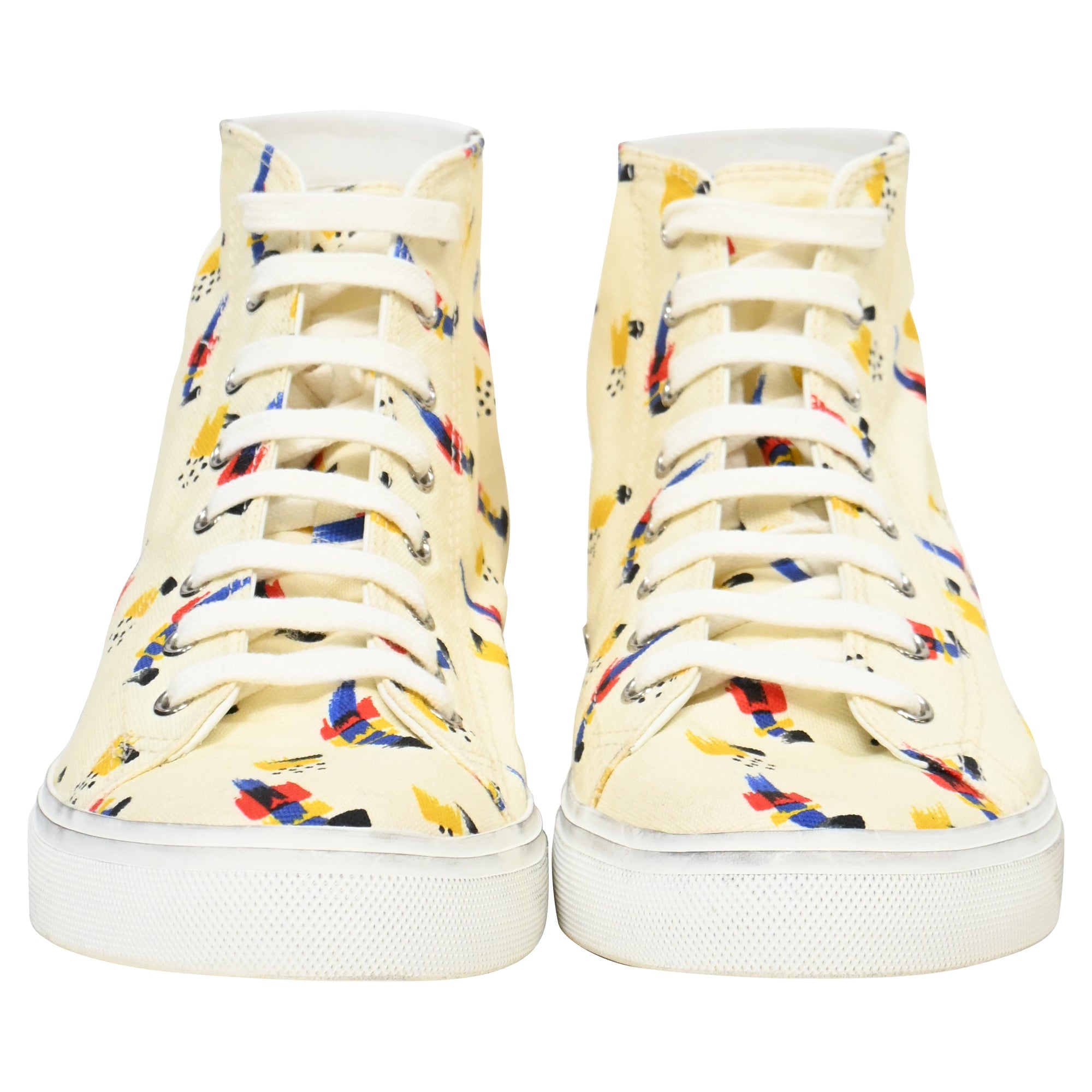 Saint Laurent Malibu Mid Top Sneakers in Multicolor Canvas