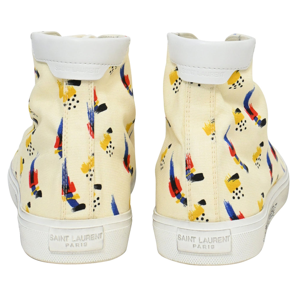 Saint Laurent Malibu Mid Top Sneakers in Multicolor Canvas