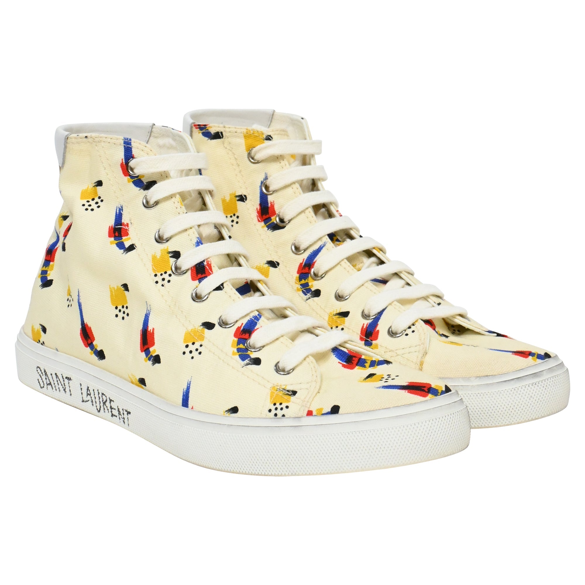 Saint Laurent Malibu Mid Top Sneakers in Multicolor Canvas