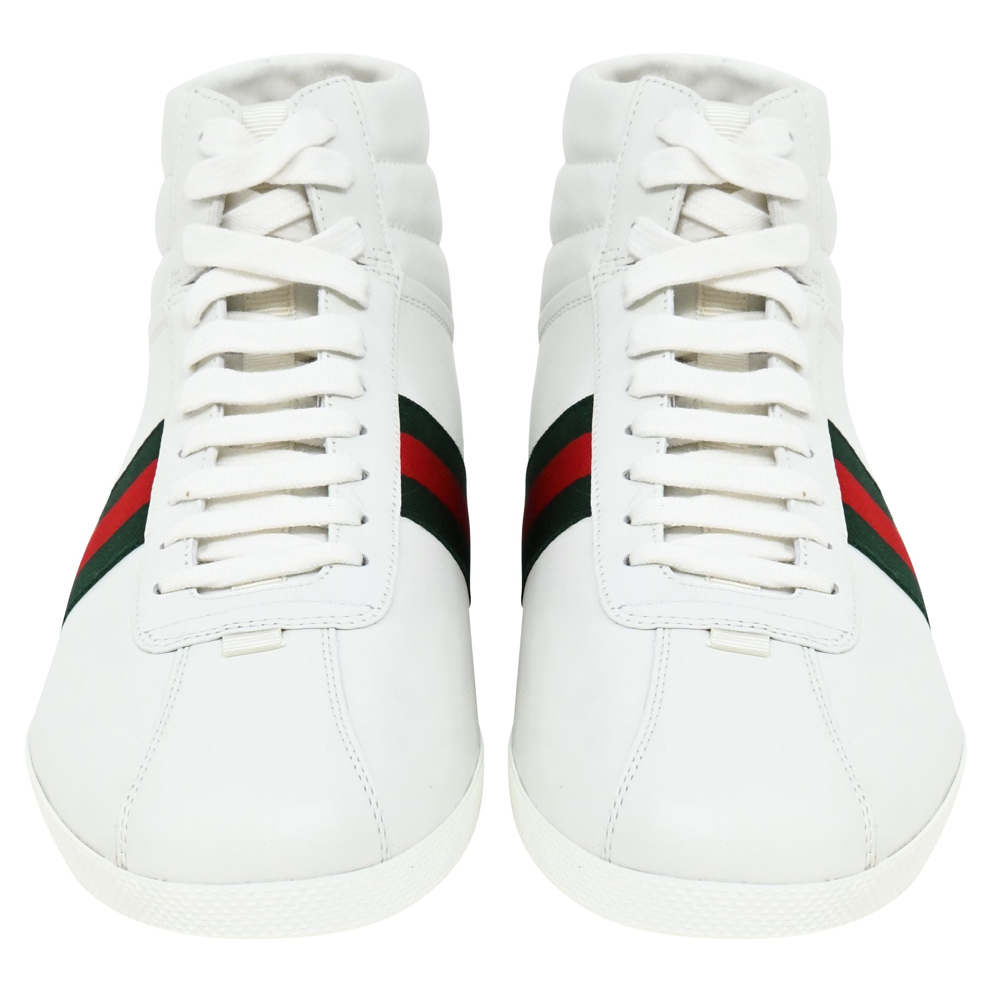 Gucci Ace Web High-Top Sneakers in White Leather