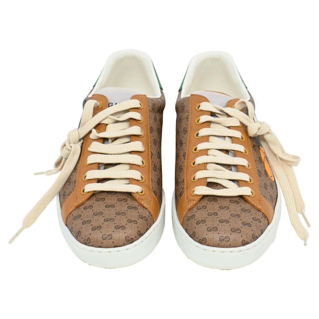 Gucci x Disney Ace Low-Top Sneakers in Brown Coated Canvas