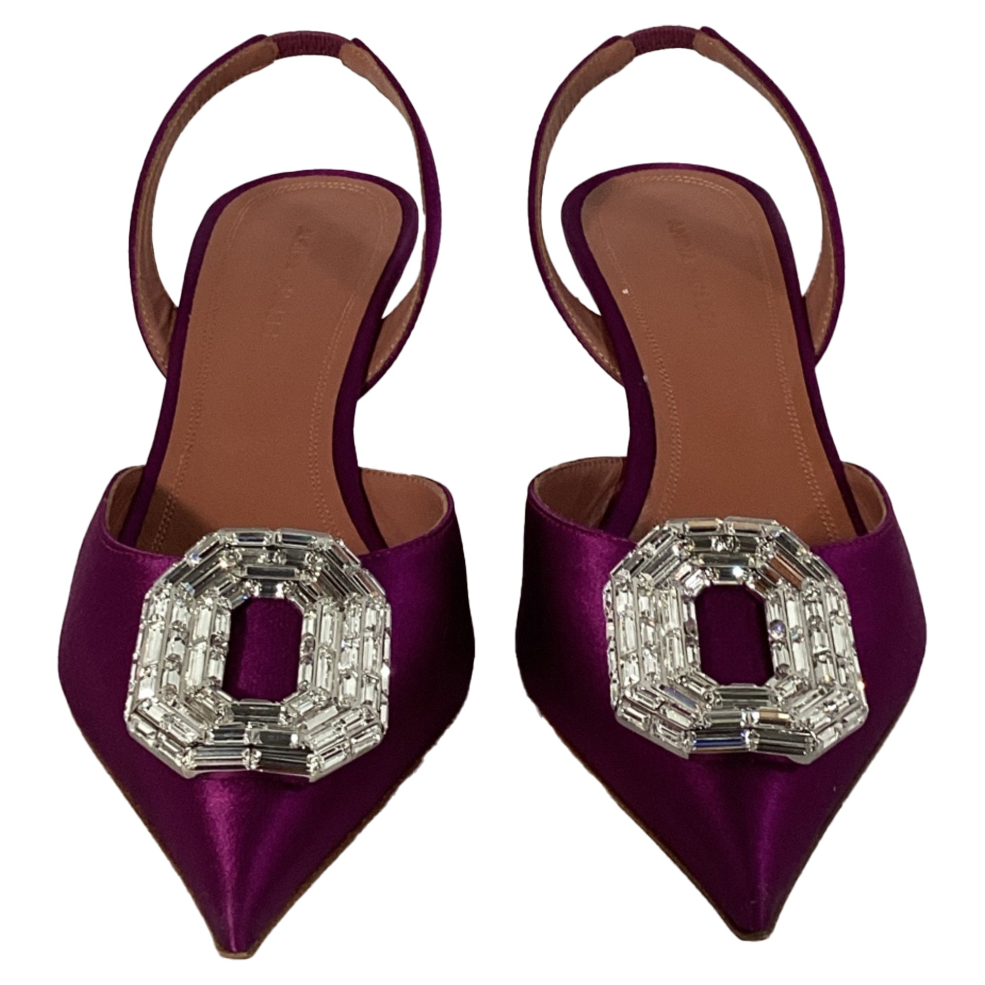 Women's Amina Muaddi Camelia Slingback Pumps in Purple Satin