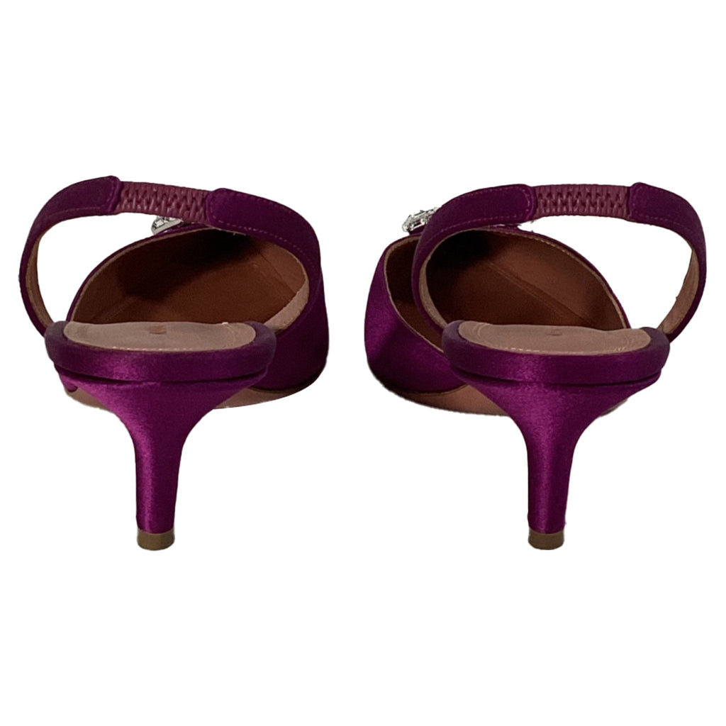 Women's Amina Muaddi Camelia Slingback Pumps in Purple Satin