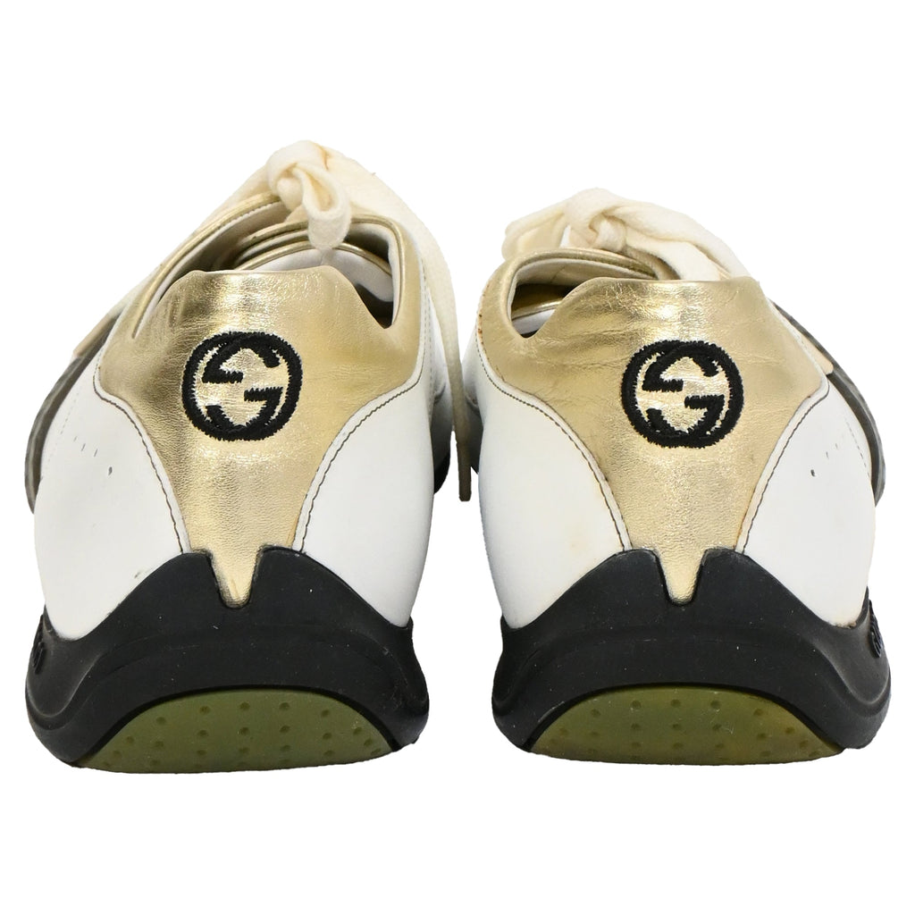 Men's Gucci Web Low-Top Sneakers in White Suede and Leather