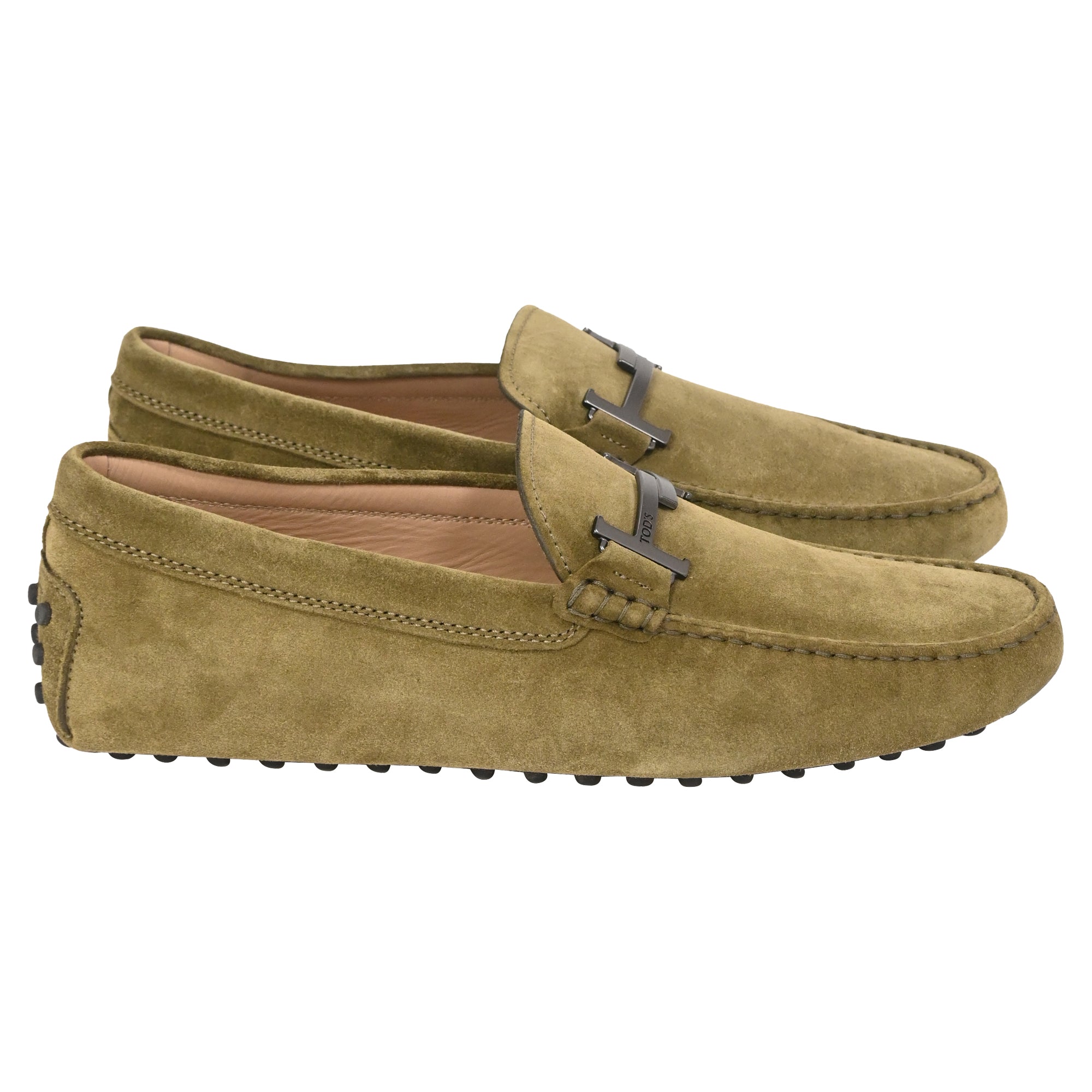 Men's  Tod's Double T Driving Loafers in Olive Suede
