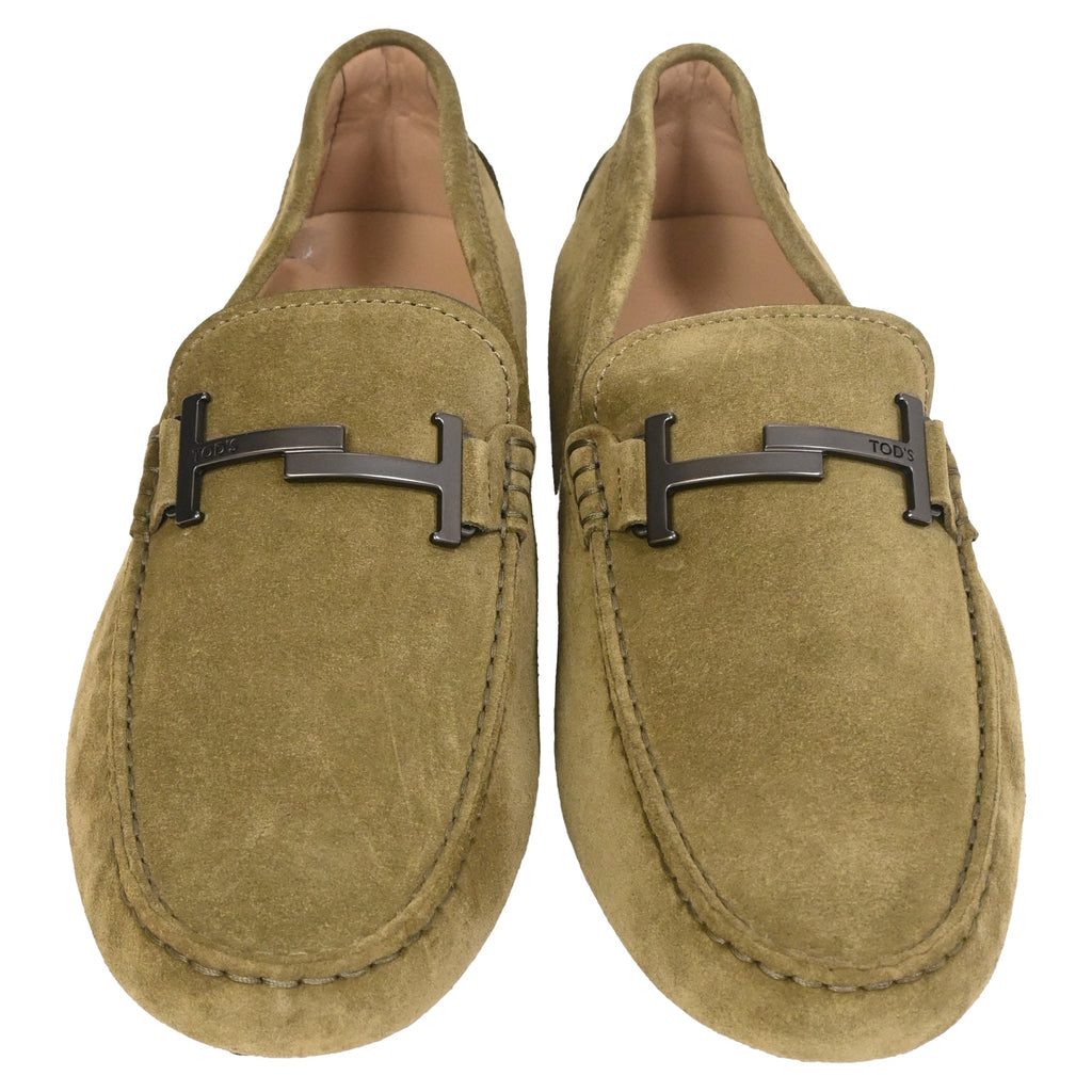 Men's  Tod's Double T Driving Loafers in Olive Suede