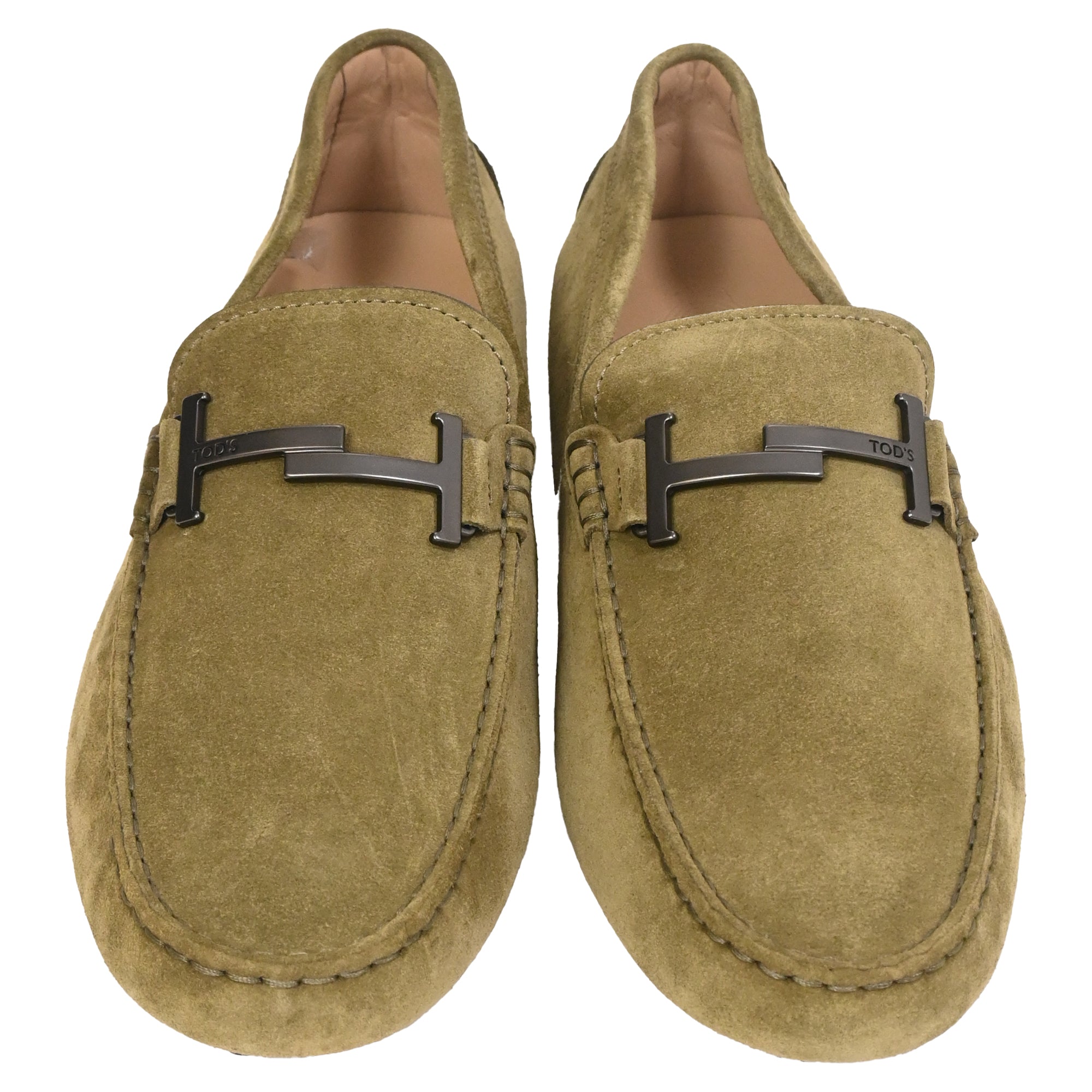 Men's  Tod's Double T Driving Loafers in Olive Suede