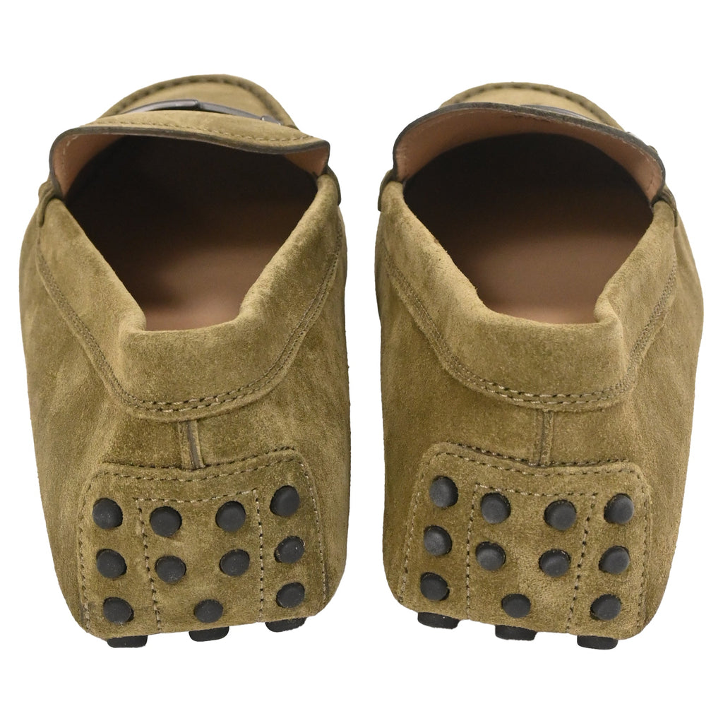 Men's  Tod's Double T Driving Loafers in Olive Suede