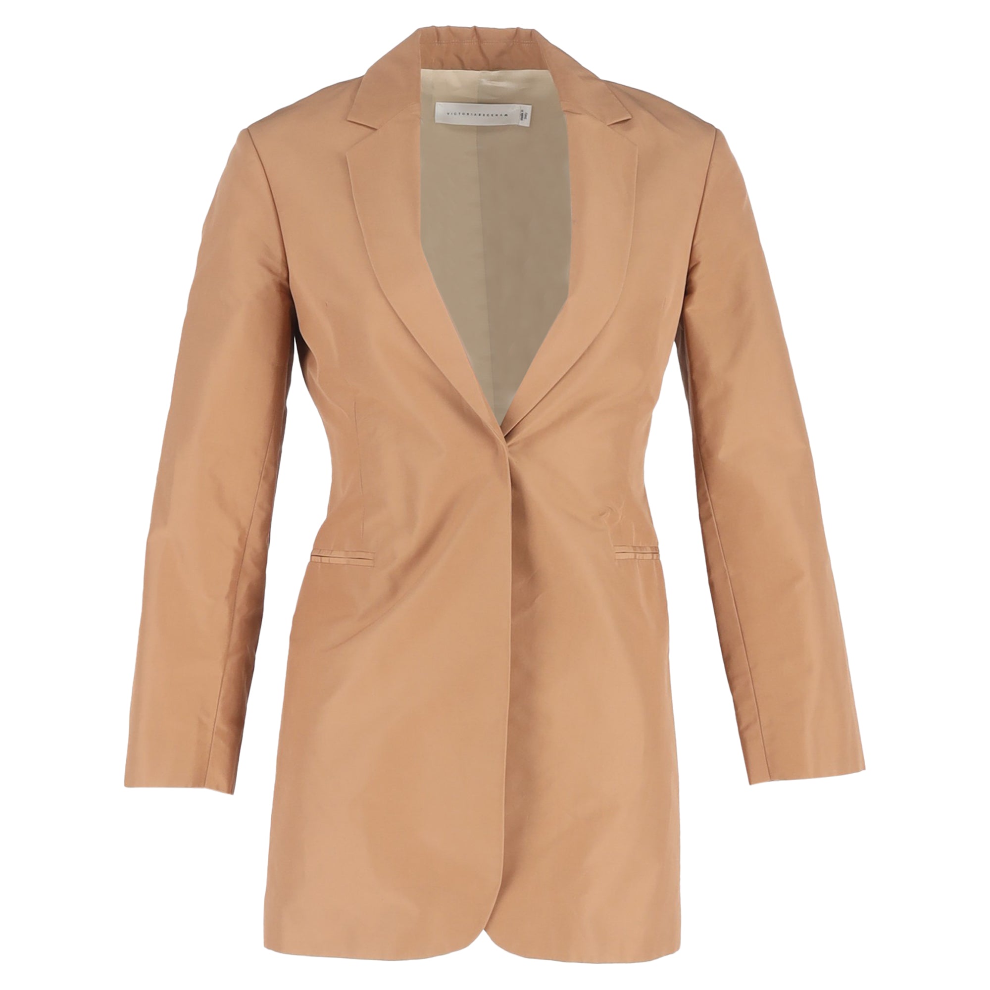 Victoria Beckham Single-Breasted Blazer in Brown Cotton