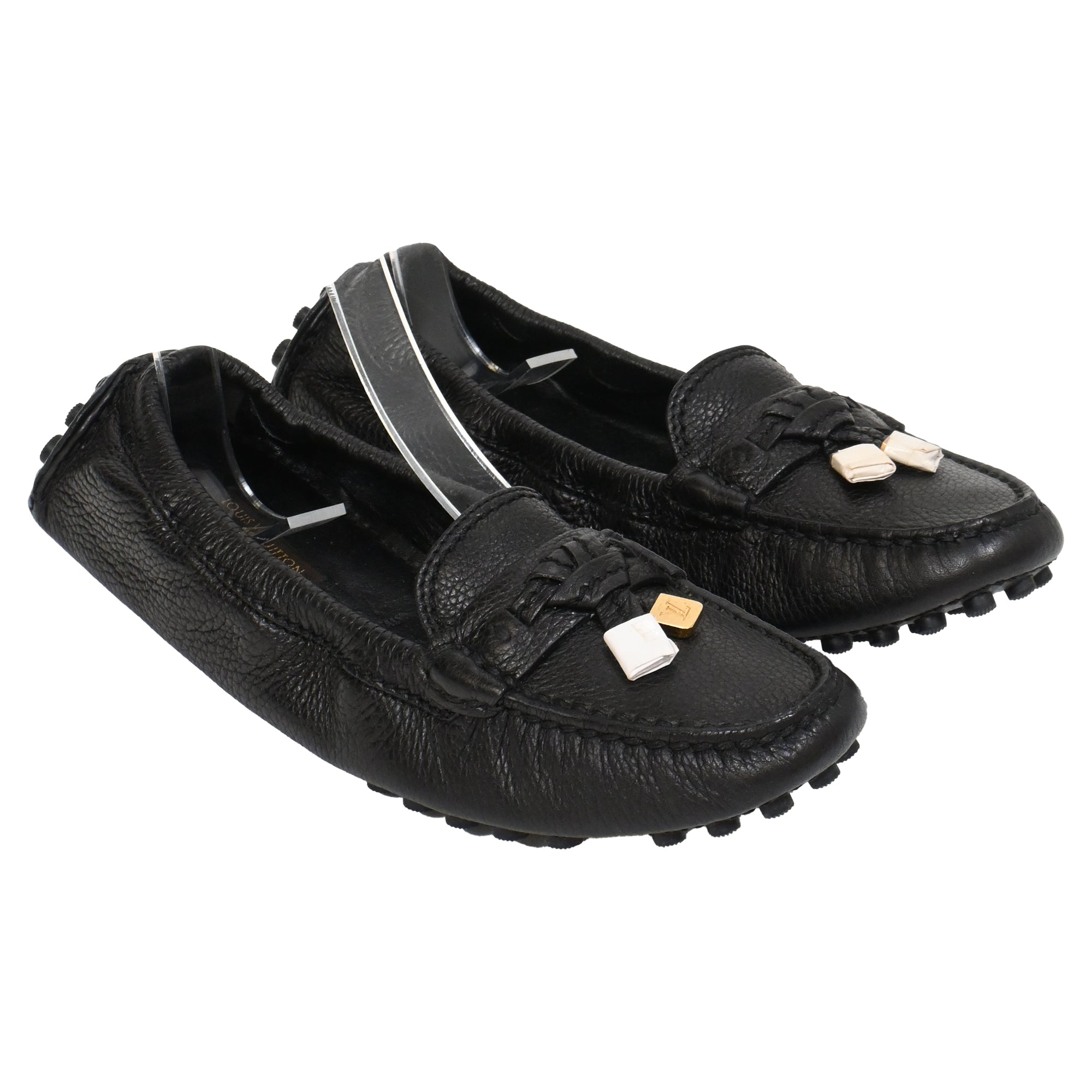 Louis Vuitton Lemon Loafers in Black Leather