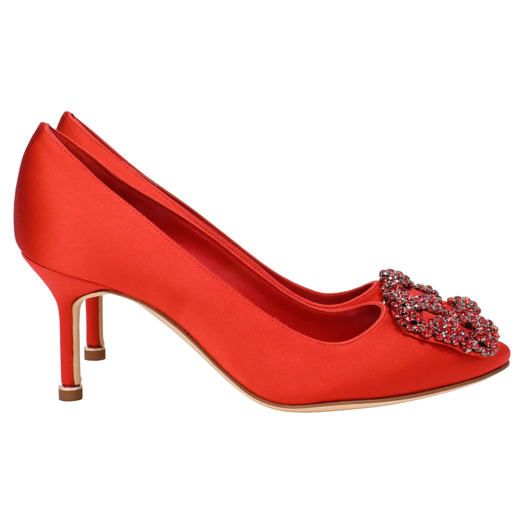 Women's Manolo Blahnik Hangisi 70 Pumps in Red Satin