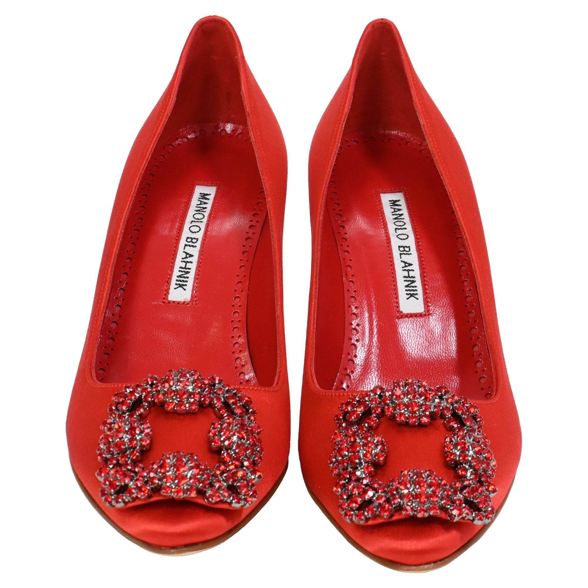 Women's Manolo Blahnik Hangisi 70 Pumps in Red Satin